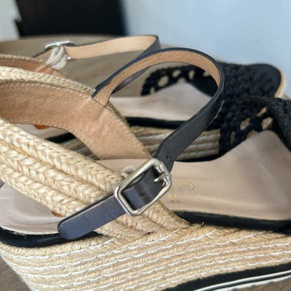 Kanna Black Braided Espadrille Platform Sandals Size 39 - Picture 11 of 12